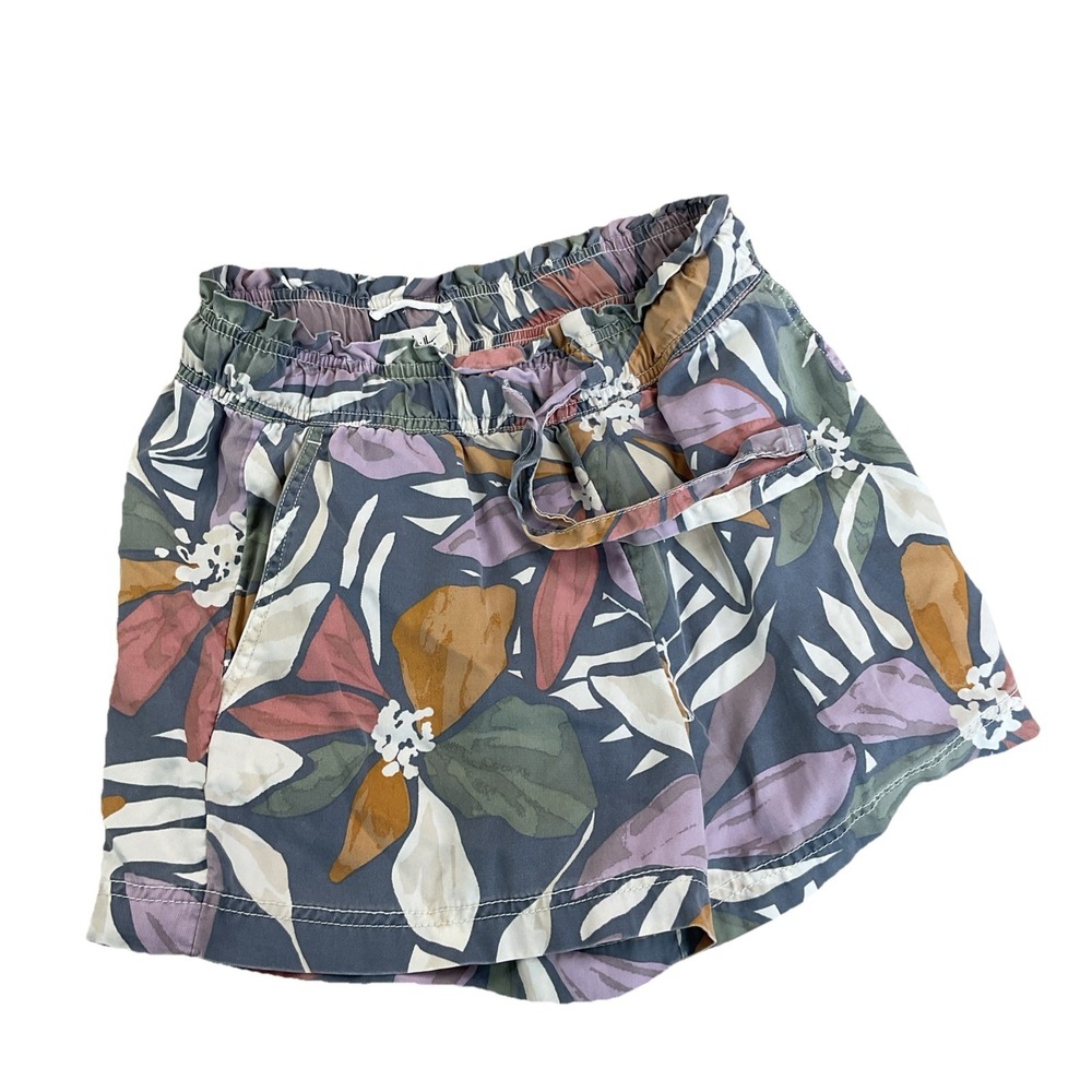 Nicole Miller Shorts Womens Small Tropical Floral Drawstring 100% Lyocell Casual